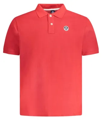 Produktbild von Herren Kurzarm-Poloshirt in Rot mit Logo-Applikation und 2 Knöpfen