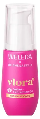 Produktbild von Weleda Vlora+ Velvet Protection Oil, Intimöl, Weiblich, 30 ml, Pumpenflasche, Feuchtigkeitsspendend, Box