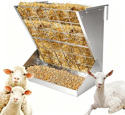 Produktbild von Futtertrog 2-in-1 für Heu und Granulat, geeignet für Schafe und Ziegen