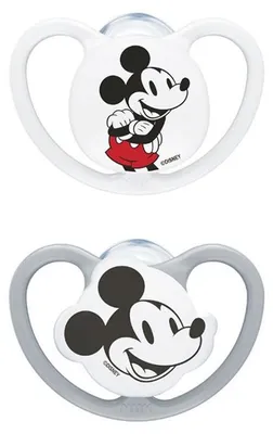 Image de Sucette Nuk pour bébé en silicone, 6-18 mois, Mickey, design aéré