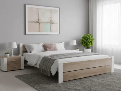 Obrázok produktu pre Posteľ IKAROS DOUBLE 120 x 200 cm, biela/dub sonoma Matrac: bez matraca, Rošt: Bez roštu