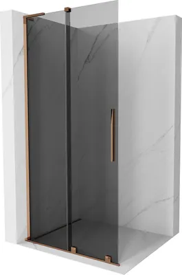 Image de Mexen Velar L paroi de douche coulissante Walk-in 120 x 200 cm, graphite 8 mm, or rose - 871-120-003-43-60