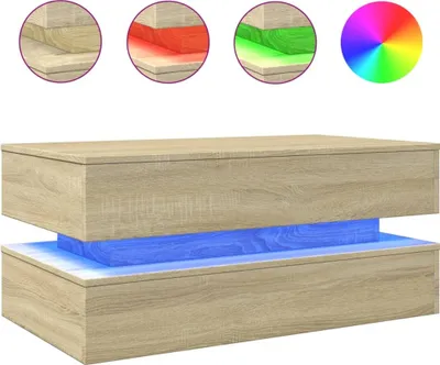 Zdjęcie produktu dla vidaXL Stolik kawowy z oświetleniem LED dąb sonoma 90x50x40 cm