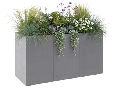 Produktbild von HowHomely Blumentopf Übertopf auf Rollen creme 90x30xH60cm Betonoptik Blumenkübel