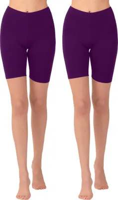 Produktbild von OCERA Basic Damen Leggings Kurz (Radler) aus atmungsaktiver Viskose Violett Gr. 2XL (52/54) 2er Pack