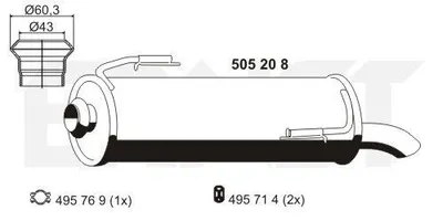 Produktbild von ERNST 505208 Endschalldämpfer passend für PEUGEOT 206 Schrägheck (2A/C) Auspuff