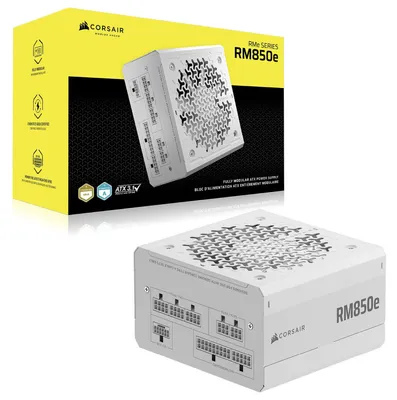 Produktbild von Corsair RM850e RMe White Series (3. Gen) Modulares ATX-Netzteil 850W Cybenetics Platinum Weiß