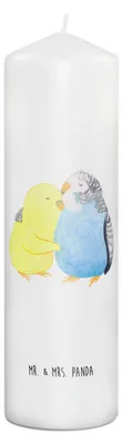 Produktbild von Mr. & Mrs. Panda Kerze Wellensittich Liebe 29 x 8 cm XL - Weiß - Geschenk, Bedruckte, Stumpenkerze, Kuscheln, Blockkerze, Vögel, Verknallt, Verliebt, Erinnerungskerze