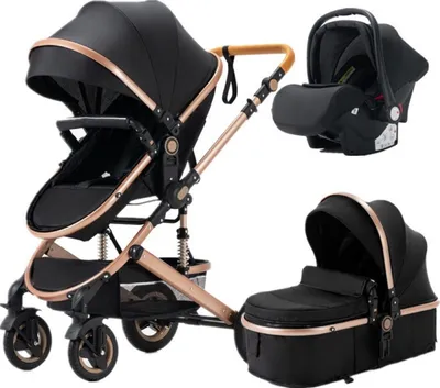 Immagine prodotto di Happyment passeggino 3 in 1 - passeggino, passeggino combinato e passeggino da viaggio - pieghevole - nero