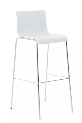 Imagen del producto de Taburete And OutdoorMatch, color blanco, con estructura de cromo de 4 patas, diseño industrial, respaldo, reposapiés y asiento de plástico