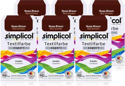 Produktbild von Simplicol Textilfarbe expert Nuss-Braun 150g - Farbe zum Färben (6er Pack)