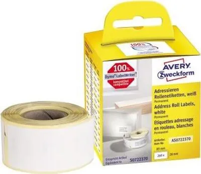 Obrázek produktu pro Avery AS0722370, Bílá, Obdélník, Permanentní, 28 x 89 mm, Rolle, Papír