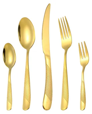Goldene Edelstahl-Besteckgarnitur, 5-teilig, für Küche & Restaurant