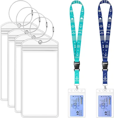Image de Étiquettes de bagages pour croisières, lot de 4, porte-badges, 2 pièces, étanches, pour les voyages