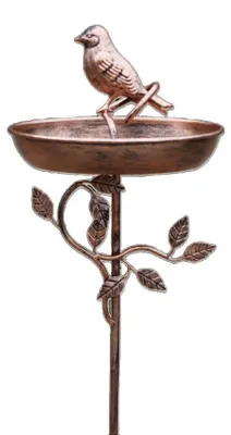 Produktbild von Vogeltränke Garten Metall 2 in 1 Vogelbad & Futterstation, wetterfest & rostfrei, ideal für Naturgarten, Vögel anlocken & Beobachtung