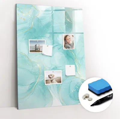 Produktbild von Magnetpinnwand Memoboard - Zubehörsatz - Schwarzer Marker + Schwamm + Magnete - 70 x 100 cm - Marmorabstraktion