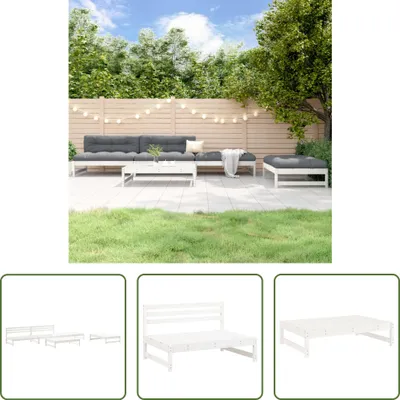 Produktbild von The Living Store 5-tlg. Garten-Lounge-Set Weiß Massivholz Kiefer