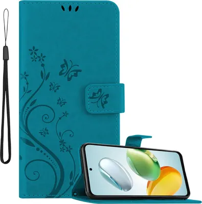 Immagine prodotto di Cadorabo cover per Honor 200 Smart cover in FLORAL BLUE Cover protettiva dal design floreale con chiusura magnetica, funzione stand e slot per carte di credito Book Case Cover