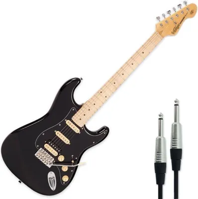 Produktbild von Vintage E-Gitarre V6HMBB Reissued Boulevard Black mit Kabel