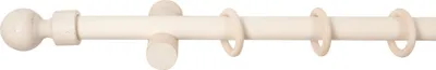 Produktbild von SN Deco - Stilgarnitur Gardinenstange Vorhangstange Giro, Holz, moderner Träger, 28 mm, 1-Lauf, Komplettset mit Ringen, Farbe Antikweiß, 140 cm