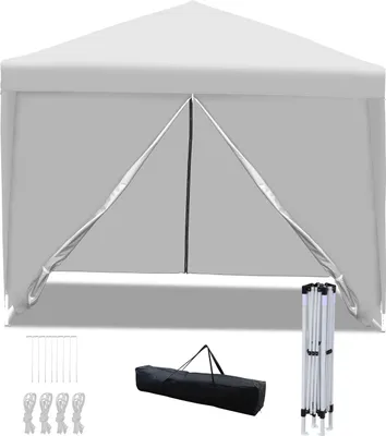 Image de Tente pliante Izrielar 3 x 3 m imperméable avec sac, tente de jardin pliante pour le jardin et l'extérieur, blanche