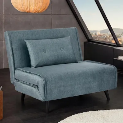 Produktbild von riess-ambiente Schlafsessel SMART MULTIFUNCTION 100cm pretrol Vogue Velours Samt Retro Sessel mit Bettfunktion