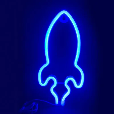 Produktbild von ACA Beleuchtung RAKETA, 87 Neon-LED-Lampe, batteriebetrieben (3xAA)/USB, blau, IP20, 13,5x2x27cm X04876320