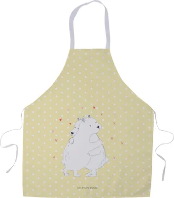 Produktbild von Mr. & Mrs. Panda Schürze Eisbär Umarmen - Gelb Pastell - Geschenk, Kochkleidung, Kochbekleidung, Lustige Sprüche, Grillschürze, Küchenschürze, Kochschürze