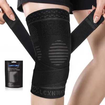 Productafbeelding van Kniebrace knieband kniebandage - Verstelbare compressie - Ademend materiaal - Zwart, maat L