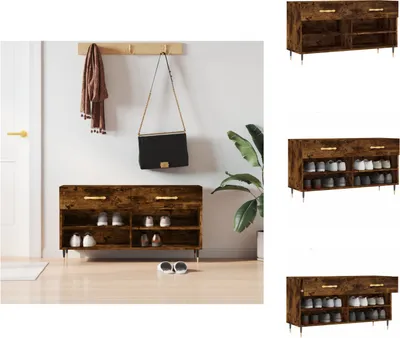 Obrázek produktu pro vidaXL Lavice na boty kouřový dub 102x35x55 cm materiál na bázi dřeva - Botníky a skříňky