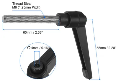 Produktbild von 2 Stš¹ck Klemmhebel Griff M8 x 60mm Au?engewinde Schraube Edelstahl 304 mit Zinklegierung Verstellbare Handgriff Spannhebel fš¹r Werkzeugmaschinen Schwei?ger?te Druckger?te, Schwarz