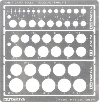 Produktbild von Tamiya Modellierkreis Schablone PE (3) 1-12,5mm