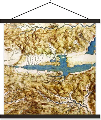 Produktbild von MuchoWow® Textilposter Toskana - Leonardo da Vinci 90x90 cm mit schwarzem Rahmen - Magnetisches