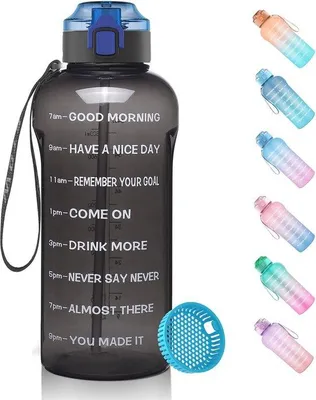 Produktbild von Famanu Trinkflasche mit Fruchtfilter und Zeitmarkierung - 2 Liter, BPA-frei, auslaufsicher