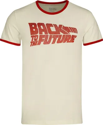 Produktbild von Zurück in die Zukunft T-Shirt Herren Logo - Ringer Shirt altweiß 3XL
