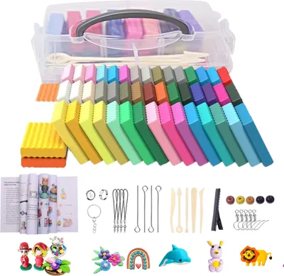 Produktbild von Modelliermasse für Kinder, Backton-Set mit Modellierwerkzeugen, nicht klebendes Ton-Set für Erwachsene, Anfänger, Kunsthandwerk