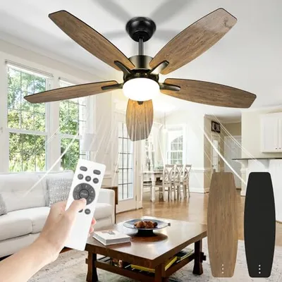 Produktbild von Airwit 106 cm Deckenventilatorbeleuchtung, doppelseitige Klingen, ruhige Lichtfernbedienung, LED-Lampe Schlafzimmer, Wohnzimmer, reversibler DC-Motor