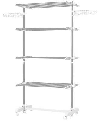 Obrázek produktu pro Sušák na prádlo - s kolečky - 4 úrovně - skládací - nerezová ocel a ABS - 142 x 55 x 172 cm - bílý