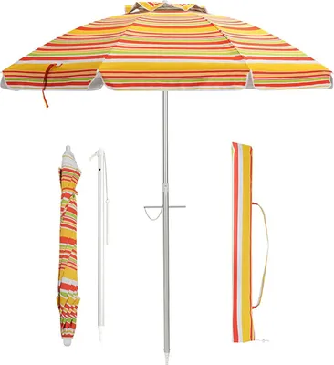 Immagine prodotto di KOMFOTTEU Ombrellone da spiaggia 200 cm, ombrellone da giardino con protezione UV 50+, ombrellone da spiaggia pieghevole e leggero, ombrellone da balcone con borsa per il trasporto, ombrellone da terrazza per l'outdoor e il campeggio