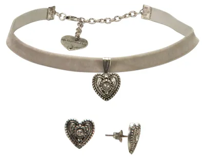 Produktbild von Alpenflüstern Trachtenschmuck-Set Trachten-Samt-Kropfband und Ohrstecker Trachte