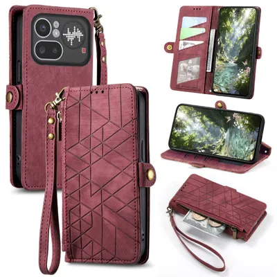 Obrázek produktu pro Pouzdro na mobilní telefon, skládací pouzdro typu peněženka pro Nothing Phone 4a Pro, umělá kůže, zip, červené