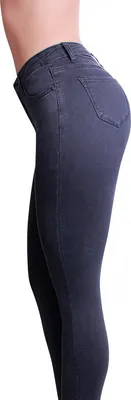 Produktbild von topschuhe24 2033 Damen Skinny Jeans High Waist Destroyed, Farbe:Grau, Größe:34 EU