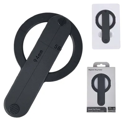 Image de INF Support Téléphone Magnétique - Alliage d'Aluminium & TPU - 2 Pièces Le noir