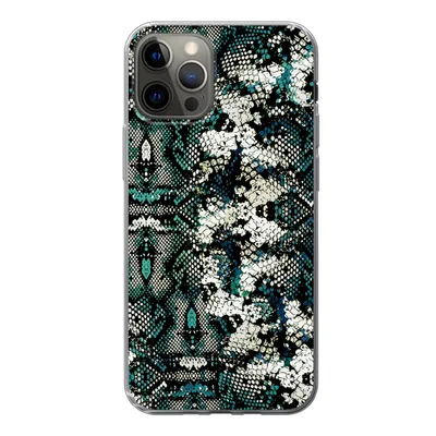 Produktbild von MuchoWow® Handyhülle Schutzhülle Hülle für iPhone 12 Pro Tiermuster - Weiß - Türkis Silikon Softcase Handy Hülle - Abdeckung