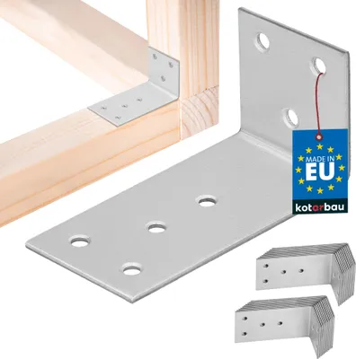 Obrázok produktu pre KOTARBAU® 25 ks Uhlová spojka 40 x 80 x 40 mm pozinkovaná oceľ strieborná ťažká uhlová spojka nosníkov nábytku uholník uholník plechová spojka regálová spojka uholník kovový stabilný odolný oceľový uholník