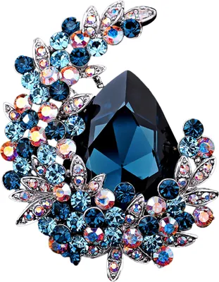 Produktbild von Brosche Pin Elegantes Temperament Kunstkristall Glänzender Strass Eingelegter heller Glanz Dekoratives Geschenk Damen Mond Pullover Corsage Herbst Winter Accessoires Alltagskleidung-Blau