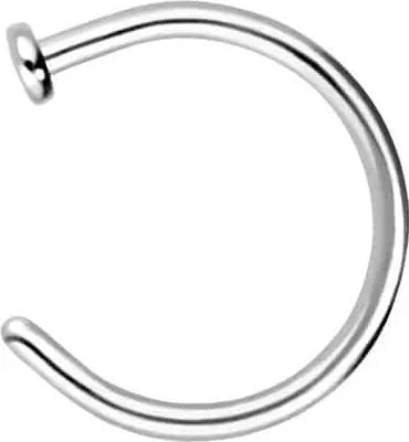 Produktbild von Nasenpiercing, Nasenstecker Titan Nasenring offen PLATTE WeißGold Innendurchmesser: 8mm + Stabstärke: 0,8mm