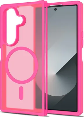 Immagine prodotto di Custodia magnetica per Samsung Galaxy Z Fold 7, compatibile con MagSafe, retro traslucido opaco, resistente agli urti Rosa
