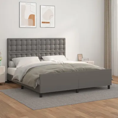 Produktbild von The Living Store Bettgestell mit Kopfteil Grau 180x200 cm Kunstleder