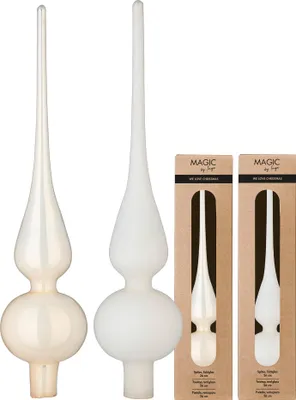Produktbild von Christbaumspitze Glas 26cm 1 Stück matt / glänzend sort. - Blanched Almond